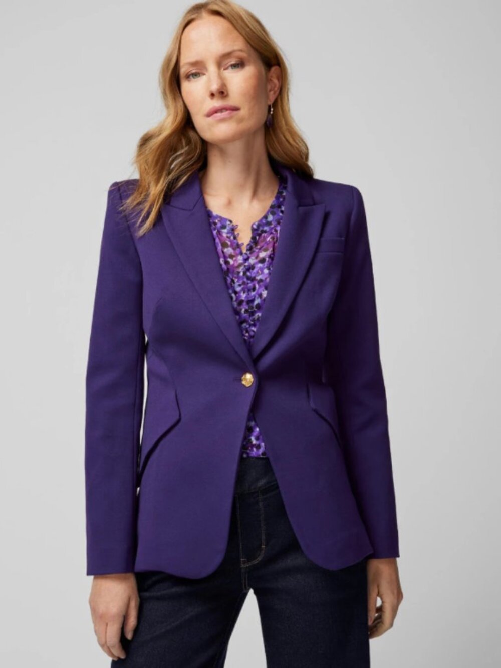 WHBM® Luxe Stretch Editor Blazer - Deep Amethyst - Size 0 - NWOT